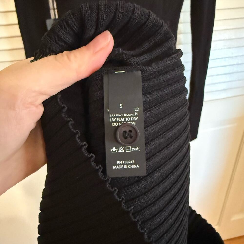 NWT NEW ONA by Yoon Chung Black Ribbed Bodycon Long Sleeve Knit Dress - Picture 8 of 9